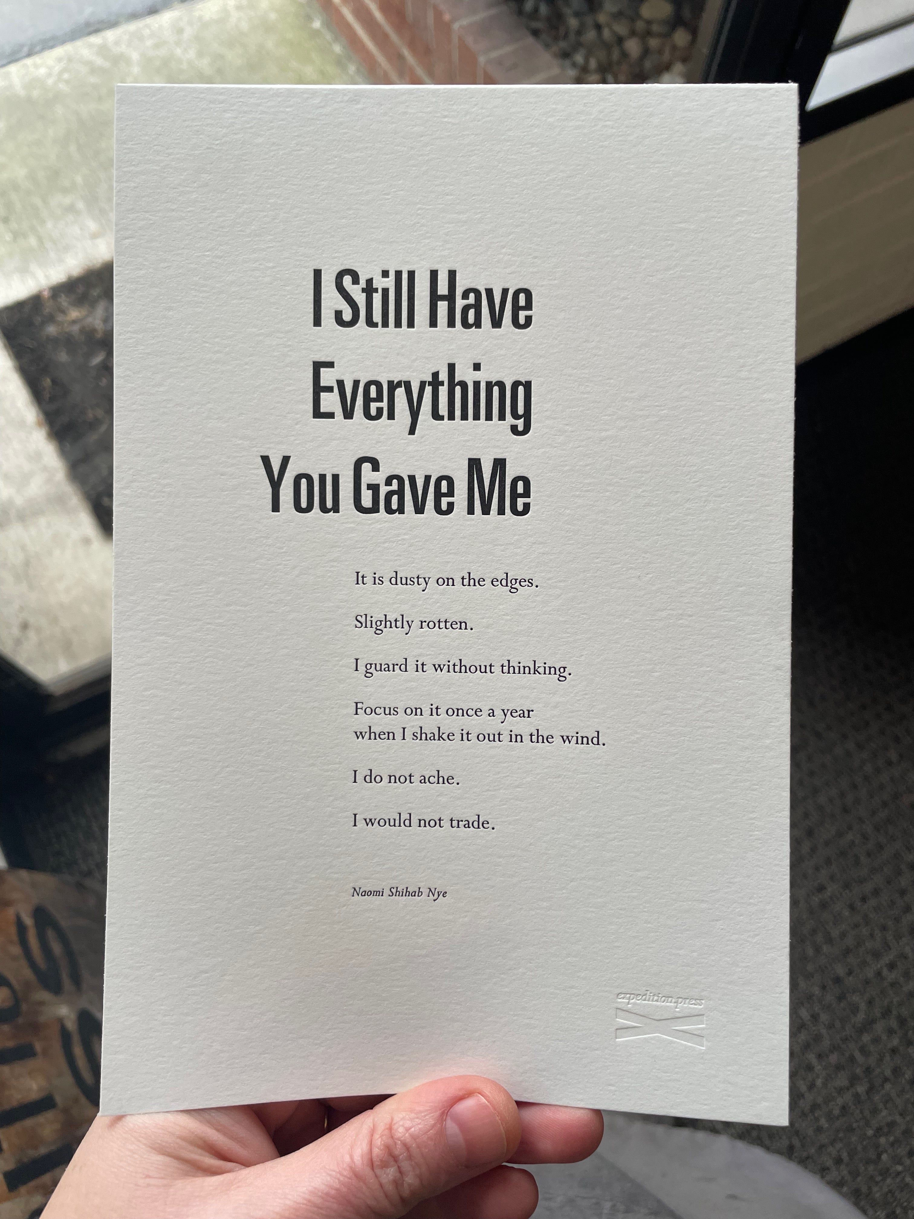 Making “I Still Have Everything You Gave Me” by Naomi Shihab Nye