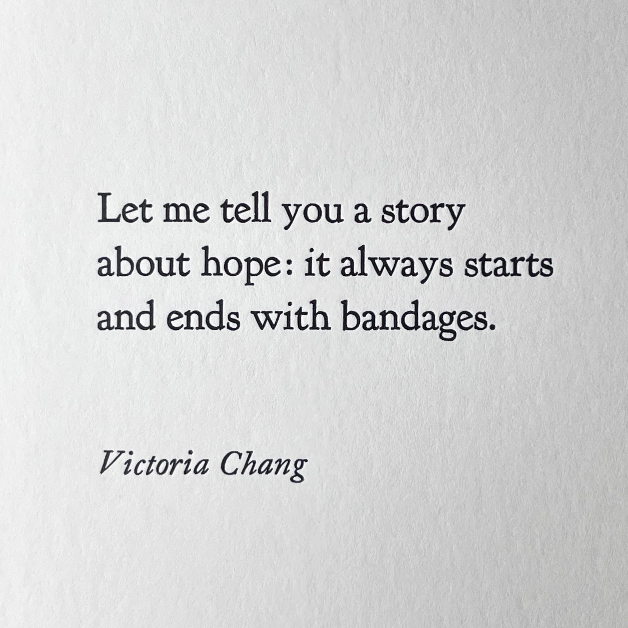 Releasing "Hope & Bandages" by Victoria Chang