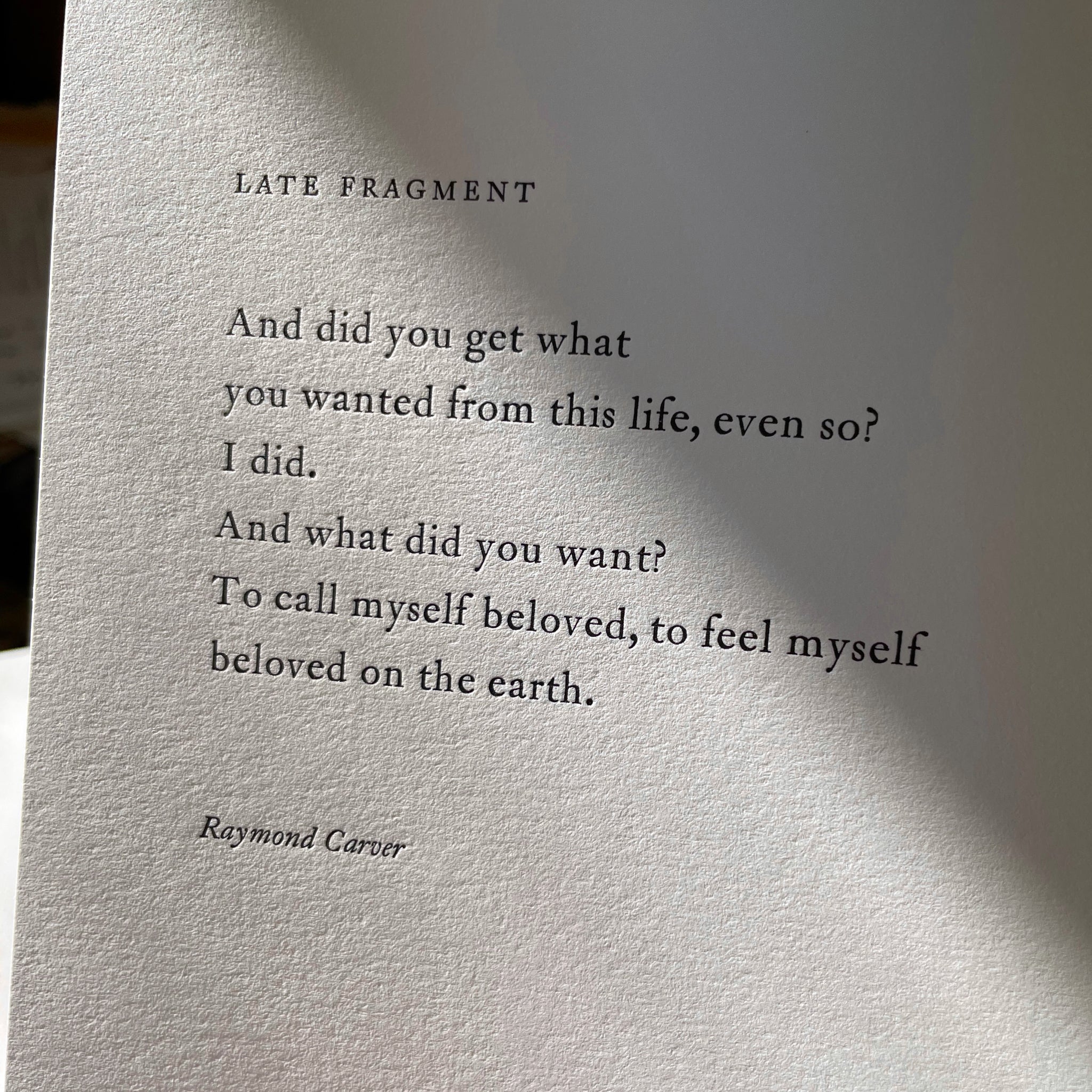 Graveside poetry & pie: Late Fragment by Raymond Carver
