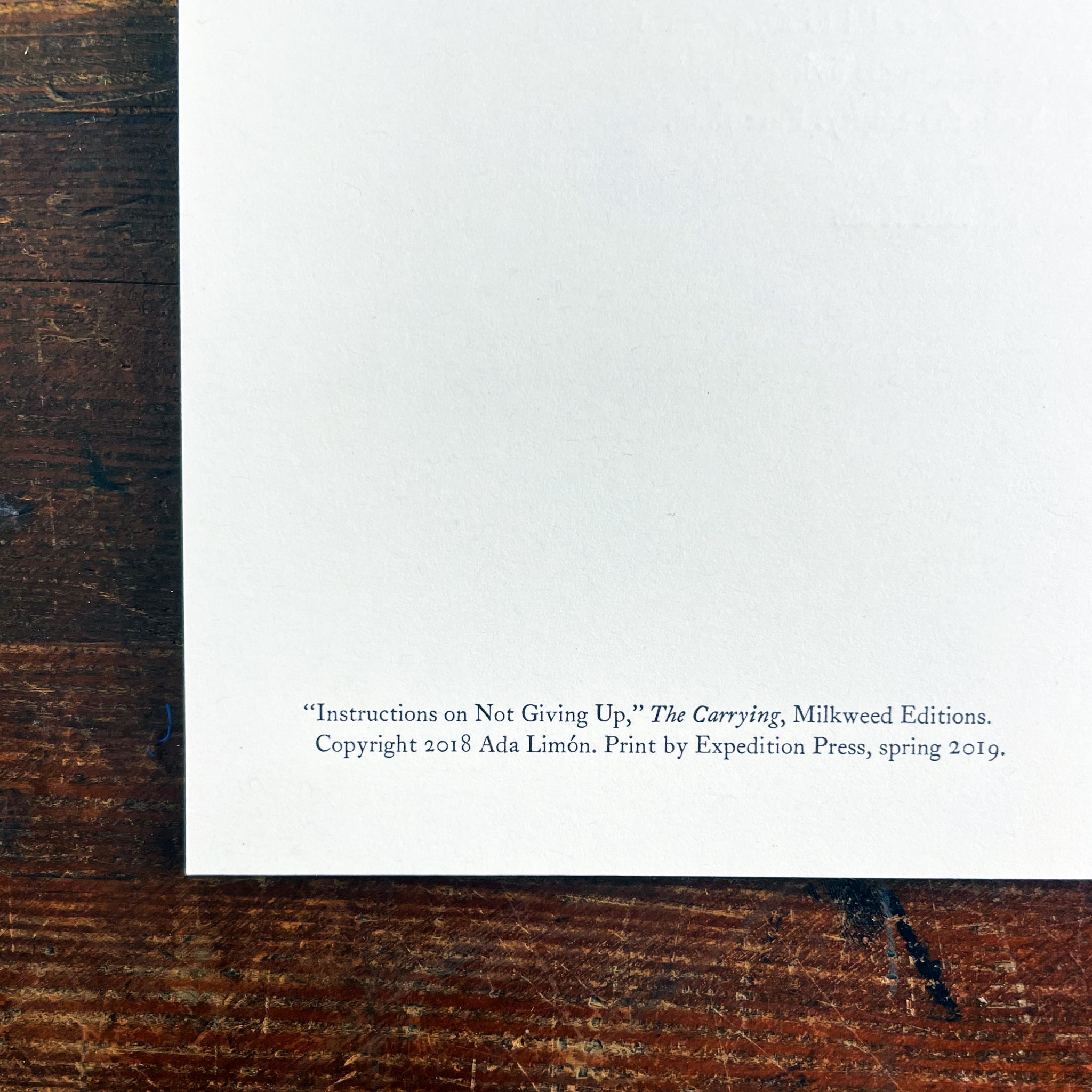 “Instructions on Not Giving Up” broadside