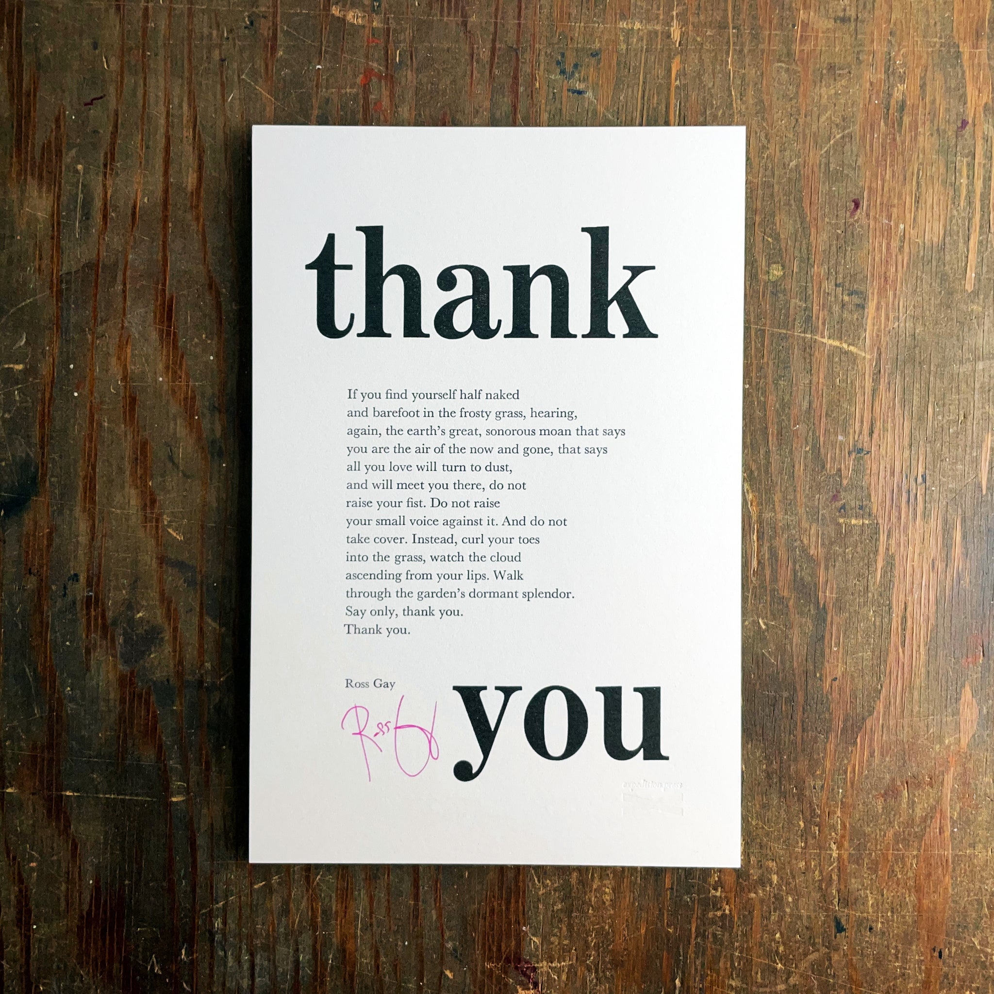 “Thank You” broadside