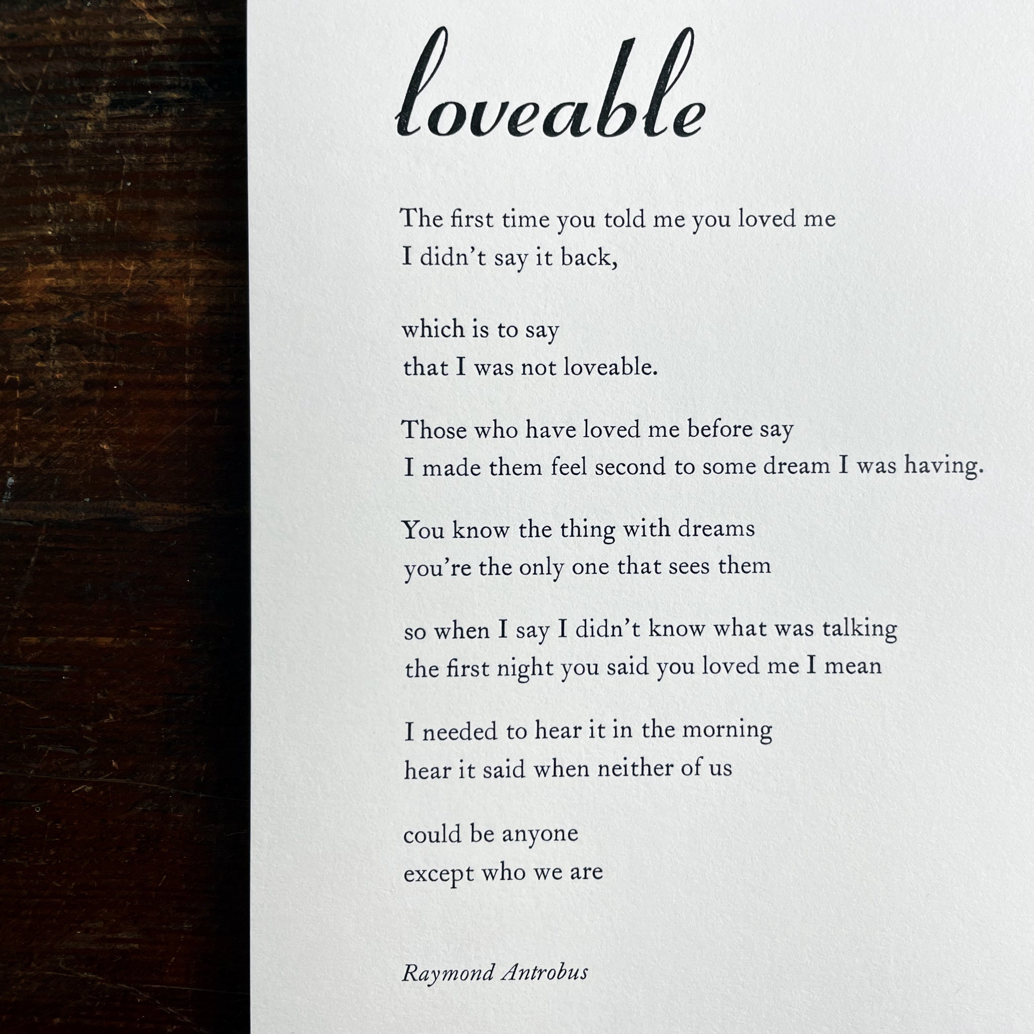 The most complex of simplest words: "Loveable" by Raymond Antrobus