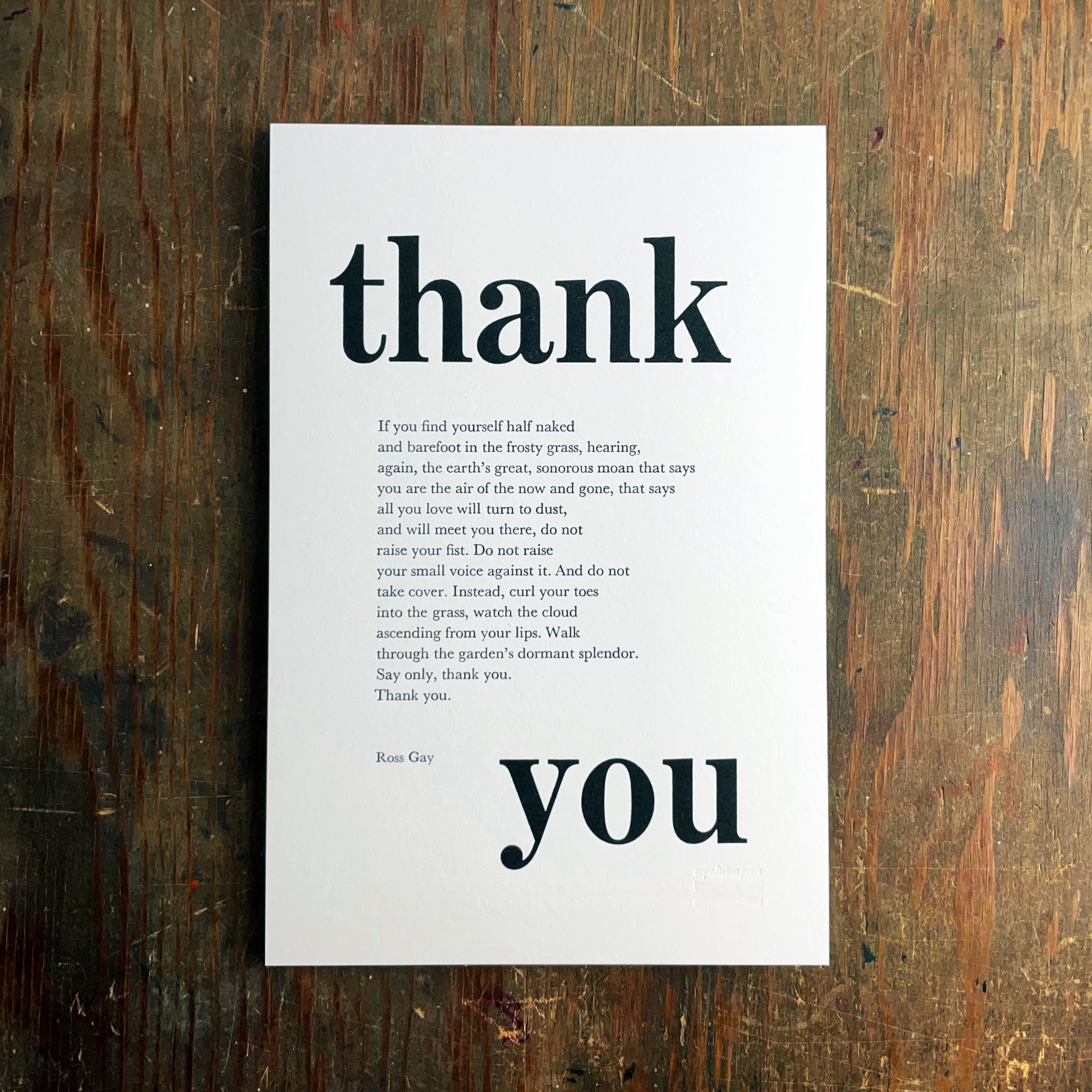 Nude from Behind Letterpress Art Card Nude from Behind Letterpress Art Card