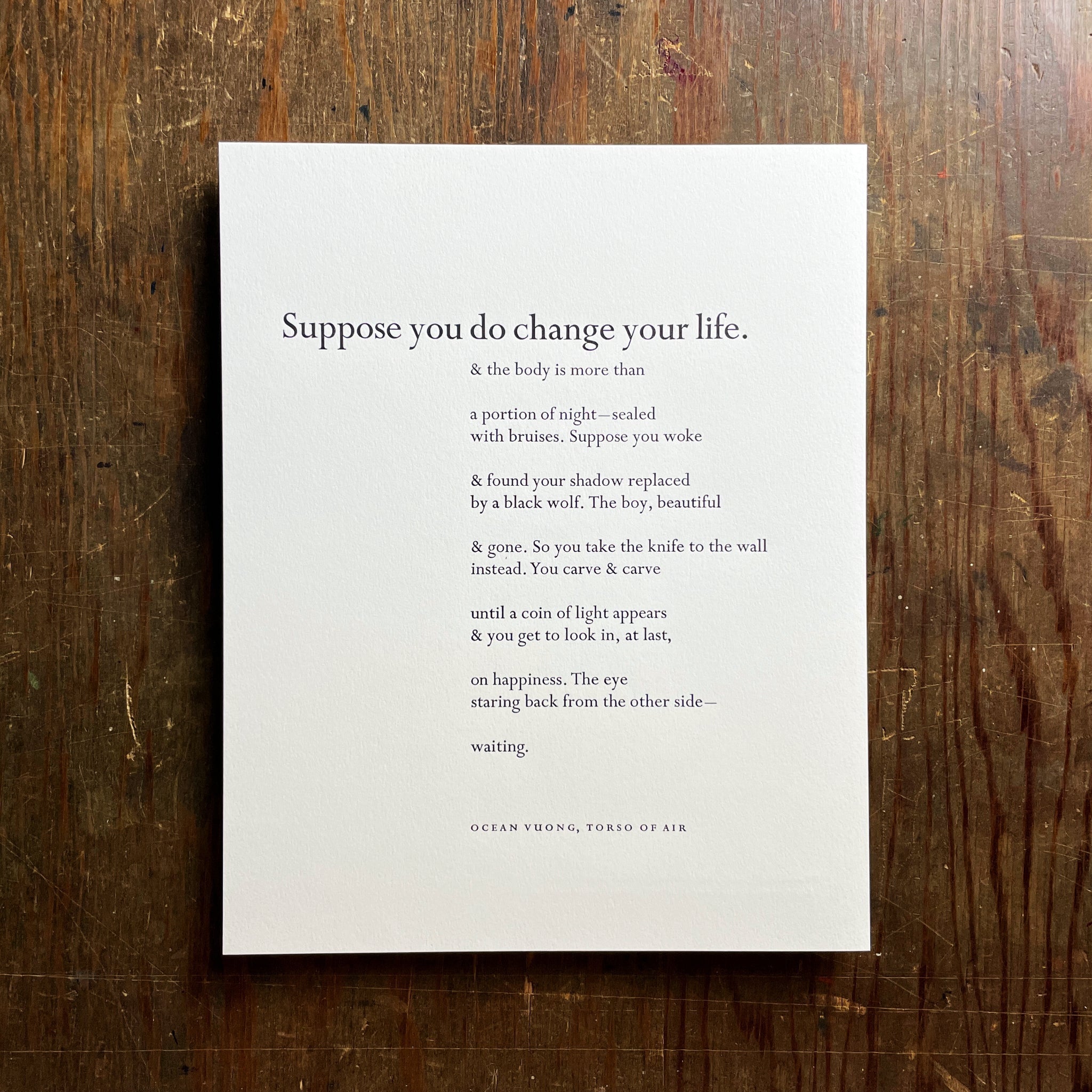 Signed Ocean Vuong poetry broadside 